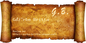 Görbe Britta névjegykártya